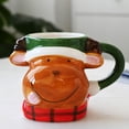 thumbnail image 1 of Ljkilskltr 3D Sculpted Christmas Ceramic Mug,5 in x 3.8 in Reindeer Coffee Cup,Glossy Hand‑Painted Holiday Drinkware for X‑mas Gathering Gift, 1 of 9