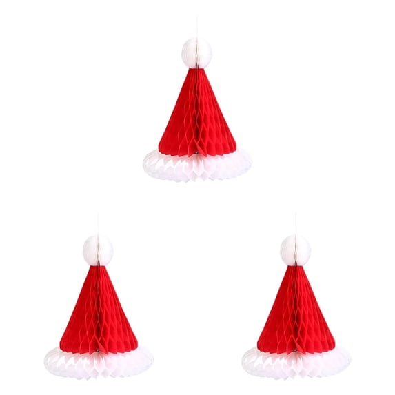 Ljkilskltr Christmas Honeycomb Decorations, Paper Hanging Ornaments, Honeycomb Cutouts Red 11.81in Foldable Tissue Paper Xmas Ornament for Ceiling Mantel Window Holiday Decor