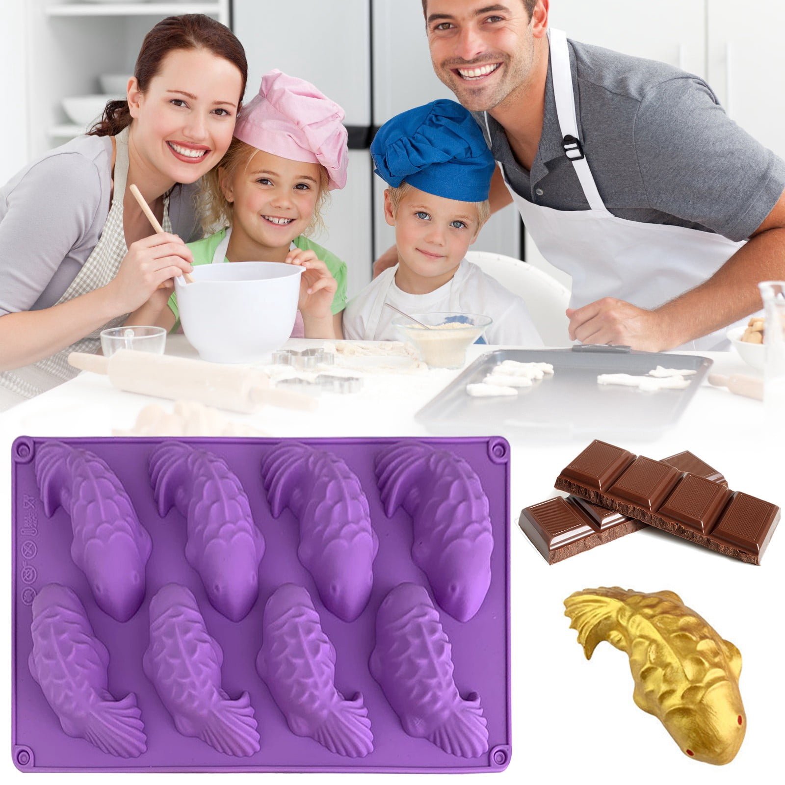 Ljkilskltr Koi Fish Silicone Cake Mold, Nonstick Baking Tool for ...