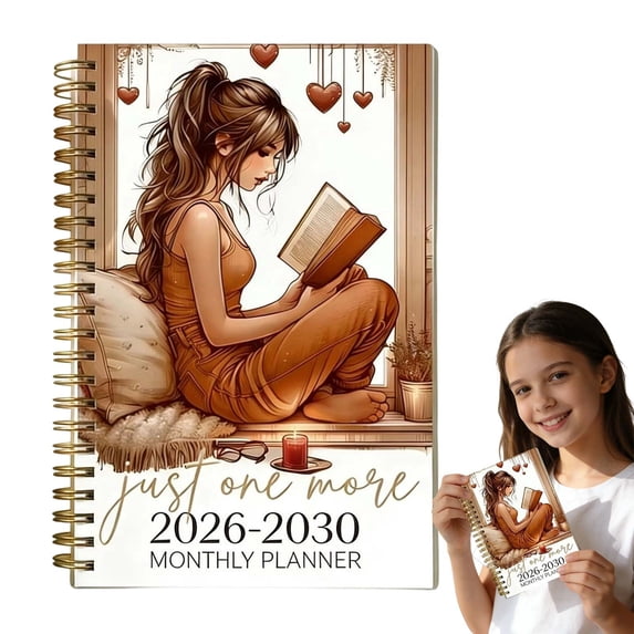 Ljkilskltr Lined Notebook-2026 2030 Monthly Planner Bound Agenda For Women 5 Year Calendar Planner With Monthly Tabs Reading Themed Cover Organizer For Scheduling & Goal Tracking