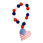 Ljstore Hangs Independence Day Beaded Pendant With Flag Pattern Wooden Bracelet Pendant
