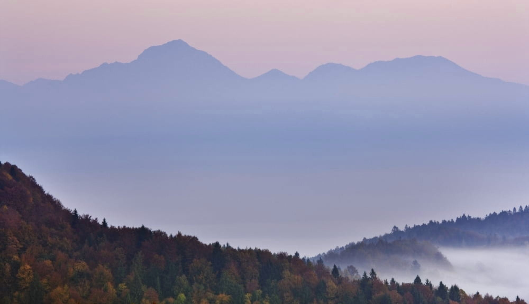 Ljubljana Slovenia Mist Over Ljubljana Basin Canvas Art - Lizzie Shepherd Design Pics (20 x 11)