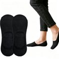 thumbnail image 1 of Ljudmp 1Pair Women's No Show Socks Low Cut Ankle Non Slip Breathable Cotton Flat Boat Line Invisible Socks with Silicone Heel Grips for Flats Heals Loafers Black 1x, 1 of 5
