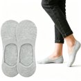 thumbnail image 1 of Ljudmp 1Pair Women's No Show Socks Low Cut Ankle Non Slip Breathable Cotton Flat Boat Line Invisible Socks with Silicone Heel Grips for Flats Heals Loafers Light Ashy 1x, 1 of 5