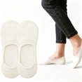 thumbnail image 1 of Ljudmp 1Pair Women's No Show Socks Low Cut Ankle Non Slip Breathable Cotton Flat Boat Line Invisible Socks with Silicone Heel Grips for Flats Heals Loafers White 1x, 1 of 5