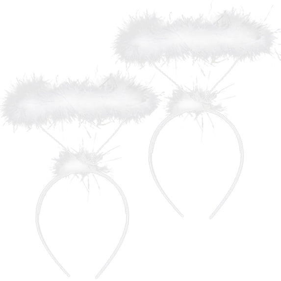 Ljudmp 2PCS Women's Angel Halo Headband Feather Headpiece Party Role-Playing Costume Hairband Hair Accessory White