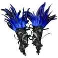thumbnail image 1 of Ljudmp 2Pcs/Pair Womens Gothic Black Lace Feather Long Gloves for Women Evening Party Fashion Opera Costume Swan Wristband Cuff Blue, 1 of 3