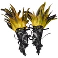 thumbnail image 1 of Ljudmp 2Pcs/Pair Womens Gothic Black Lace Feather Long Gloves for Women Evening Party Fashion Opera Costume Swan Wristband Cuff Yellow, 1 of 3