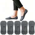 thumbnail image 1 of Ljudmp 5Pairs Women's No Show Socks Low Cut Ankle Non Slip Breathable Cotton Flat Boat Line Invisible Socks with Silicone Heel Grips for Flats Heals Loafers Dark Gray 5x, 1 of 5