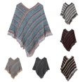 thumbnail image 1 of Ljudmp Casual Fringe Shawl Wrap For Women Ponchos Winter Warm V Neck Poncho Sweater Travel Asymmetric Hem Pullover Cape Cover Up Black, 1 of 5