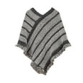 thumbnail image 1 of Ljudmp Casual Fringe Shawl Wrap For Women Ponchos Winter Warm V Neck Poncho Sweater Travel Asymmetric Hem Pullover Cape Cover Up Grey, 1 of 5