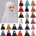 thumbnail image 1 of Ljudmp Chiffon Instant Hijab for Women Muslim Headband Shawl Long Scarfs Wrap Full Cover Lightweight Islamic Head Wrap Neck Coverings Daily Prayer Black, 1 of 3