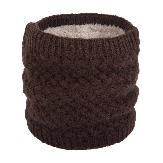 Ljudmp Double-Layer Fleece Lined Cable Knit Neck Warmer For Women Men Neckerchief Thick Thermal Winter Tube Neck Gaiter Windproof Knit Circle Scarf Neck Warmer Wrap Scarves Coffee