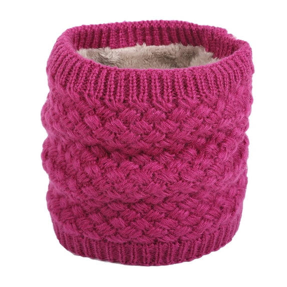 Ljudmp Double-Layer Fleece Lined Cable Knit Neck Warmer For Women Men Neckerchief Thick Thermal Winter Tube Neck Gaiter Windproof Knit Circle Scarf Neck Warmer Wrap Scarves Hot Pink