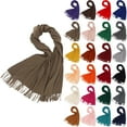 thumbnail image 1 of Ljudmp Extended Thick Muffler With Fuzzy Tassels For Women Fringe Shawl Wraps Solid Color Outdoor Insulation Autumn Winter Warm Scarf Cover Up Neck Wrap Scarf Army Green, 1 of 7