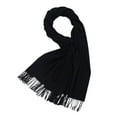 thumbnail image 1 of Ljudmp Extended Thick Muffler With Fuzzy Tassels For Women Fringe Shawl Wraps Solid Color Outdoor Insulation Autumn Winter Warm Scarf Cover Up Neck Wrap Scarf Black, 1 of 6