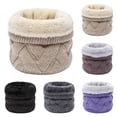 thumbnail image 1 of Ljudmp Fleece Lined Cable Knit Neck Gaiter For Women Men Neckerchief Thick Plush Neck Warmer Bib Thermal Winter Windproof Cold Weather Knit Neck Cover Wrap Scarves Black, 1 of 3