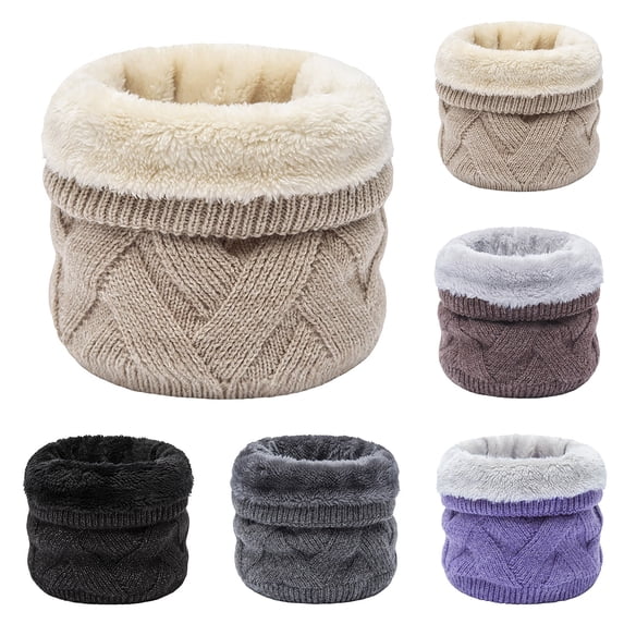 Ljudmp Fleece Lined Cable Knit Neck Gaiter For Women Men Neckerchief Thick Plush Neck Warmer Bib Thermal Winter Windproof Cold Weather Knit Neck Cover Wrap Scarves Black