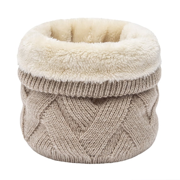 Ljudmp Fleece Lined Cable Knit Neck Gaiter For Women Men Neckerchief Thick Plush Neck Warmer Bib Thermal Winter Windproof Cold Weather Knit Neck Cover Wrap Scarves Khaki