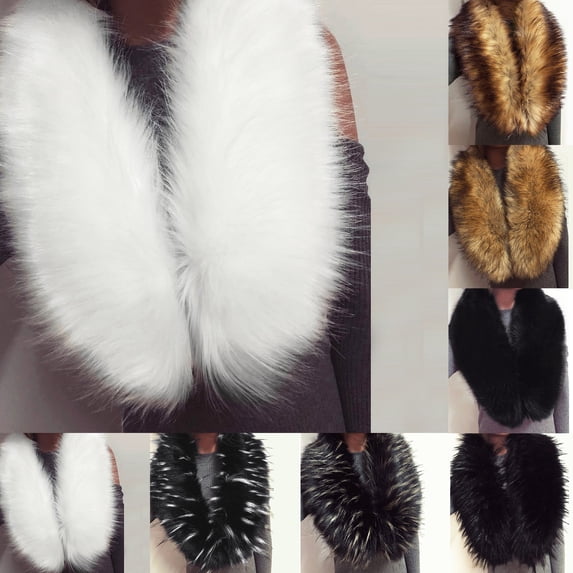 Ljudmp Furry Collar Scarf Wrap for Women Winter Neck Warmer Collar Ladies Fluffy Neckerchief Neck Shoulder Cover Scarf Wrap For Cold Weather Daily Office Travel Black#1