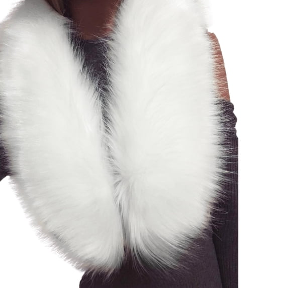 Ljudmp Furry Collar Scarf Wrap for Women Winter Neck Warmer Collar Ladies Fluffy Neckerchief Neck Shoulder Cover Scarf Wrap For Cold Weather Daily Office Travel White