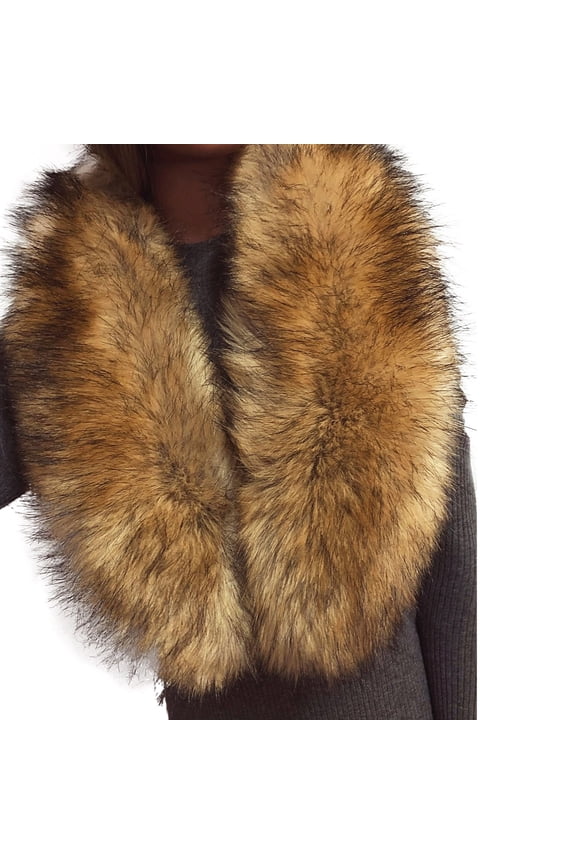 Furry Collar Scarf Wrap for Women Winter Neck Warmer Collar Ladies Fluffy Neckerchief Neck Shoulder Cover Scarf Wrap For Cold Weather Daily Office Travel Brown#1