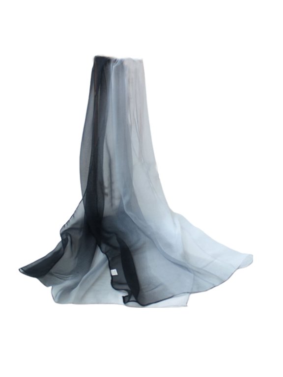Gradient Color Chiffon Scarf for Women Lightweight Sheer Dance Training Shawl Wrap Elegant Etiquette Performance Shoulder Warm Cover Up Long Headscarf Black