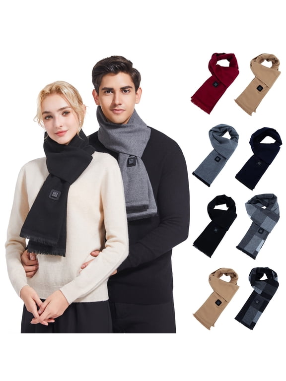 Heated Scarf For Women & Men USB Powered Neck Heater Soft Warm Adult Unisex Three Heating Winter Neck Wraps Warmer Black