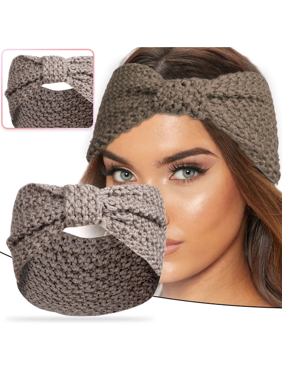 Knit Crochet Headband for Women Ear Warmer Soft Turban Stretchy Warmer Hair Band Winter Cozy Thermal Head Wrap Coffee