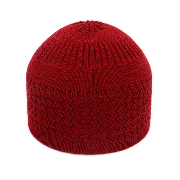 Ljudmp Kufi Hats for Men Women Turkish Muslim Knit Stretchy Breathable Beanie Hat Turban Hat Skully Caps Prayer Cap Red