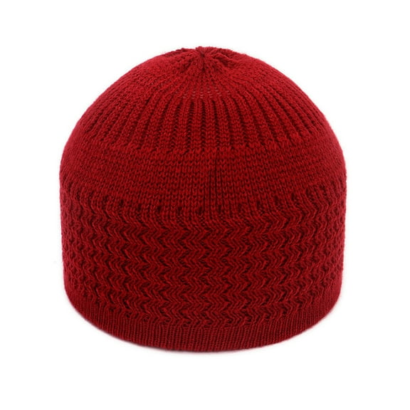 Ljudmp Kufi Hats for Men Women Turkish Muslim Knit Stretchy Breathable Beanie Hat Turban Hat Skully Caps Prayer Cap Red