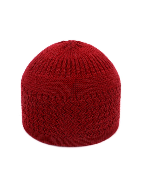 Kufi Hats for Men Women Turkish Muslim Knit Stretchy Breathable Beanie Hat Turban Hat Skully Caps Prayer Cap Red