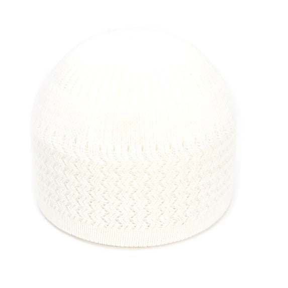Ljudmp Kufi Hats for Men Women Turkish Muslim Knit Stretchy Breathable Beanie Hat Turban Hat Skully Caps Prayer Cap White