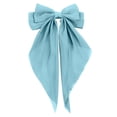 thumbnail image 1 of Ljudmp Large Satin Ribbon Hair Bow Clip for Women Oversized Long Tail Hair Clips Barrettes Hair Accessory Light Blue, 1 of 1