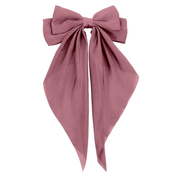 Ljudmp Large Satin Ribbon Hair Bow Clip for Women Oversized Long Tail Hair Clips Barrettes Hair Accessory Pink