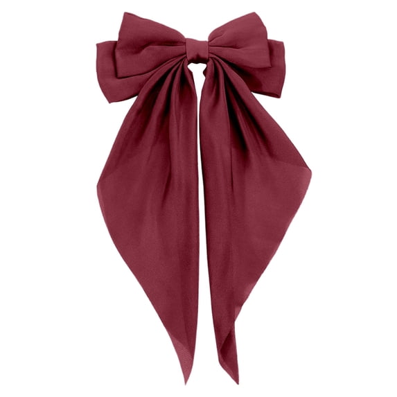 Ljudmp Large Satin Ribbon Hair Bow Clip for Women Oversized Long Tail Hair Clips Barrettes Hair Accessory Purple