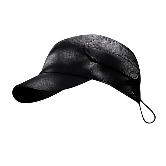 Ljudmp Mens Quick Dry Cargo Baseball Cap with Side Pocket Adjustable Drawstring Windproof Outdoor Sun Hat UV Protection Casual Hat Black