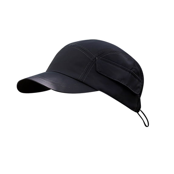 Ljudmp Mens Quick Dry Cargo Baseball Cap with Side Pocket Adjustable Drawstring Windproof Outdoor Sun Hat UV Protection Casual Hat Dark Gray