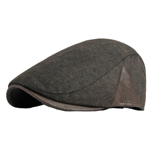 Ljudmp Mens Vintage Newsboy Flat Cap Leather Patchwork Beret Hats Retro Casual Ivy Gatsby Driving Cap Forward Hat Painter Caps Coffee