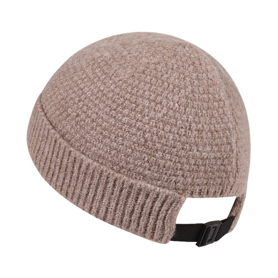 Ljudmp Mens Womens Brimless Hats Adjustable Back Strap Docker Cap Winter Casual Knitted Beanie Skullcap Vintage Cropped Fisherman Beanie Hat Khaki