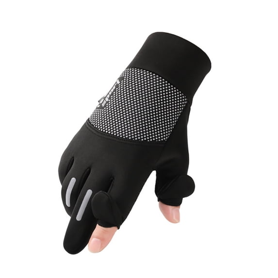 Ljudmp Mens Womens Sun Protection Gloves Breathable Non-Slip Two Finger Convertible Gloves for Fishing Cycling Driving Outdoor Black