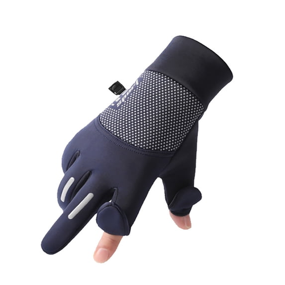 Ljudmp Mens Womens Sun Protection Gloves Breathable Non-Slip Two Finger Convertible Gloves for Fishing Cycling Driving Outdoor Blue