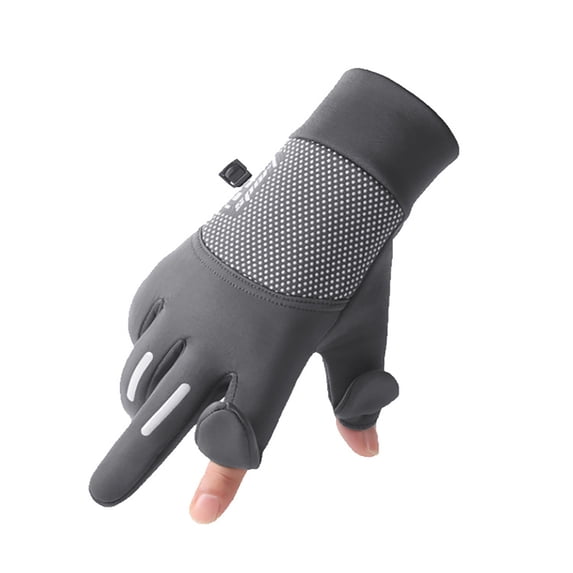 Ljudmp Mens Womens Sun Protection Gloves Breathable Non-Slip Two Finger Convertible Gloves for Fishing Cycling Driving Outdoor Grey