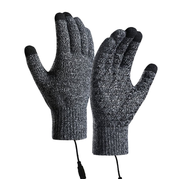 Ljudmp Mens Womens Winter Warm USB Heated Gloves Touch Screen Windproof Knit Thermal Adjustable Temperature Hand Warmers Gloves White