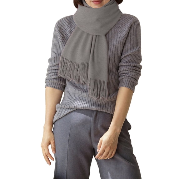 Ljudmp Plain Color Shawls Wraps Scarf for Women Men Soft Large Winter Shawl Neck Warmer Cover Up Tassels Long Scarves for Evening Dress Wedding Party 77"x27" Silver
