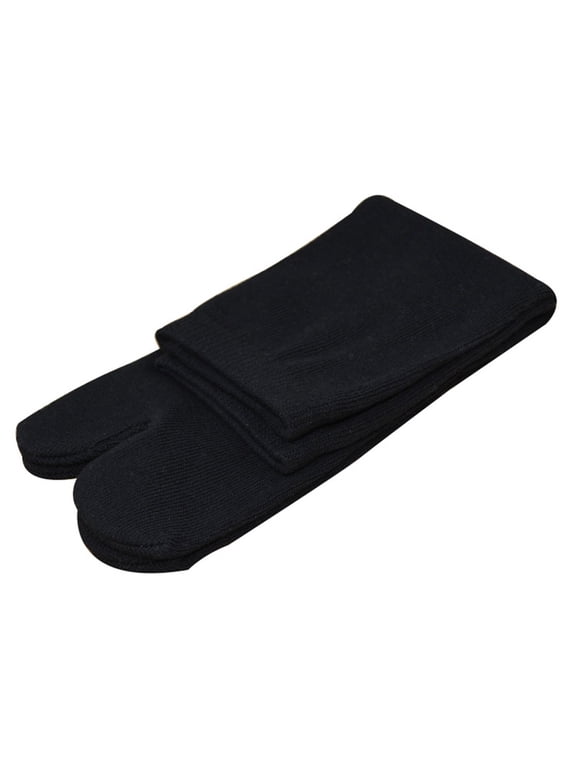 Tabi Socks for Men & Women, Unisex Cotton Split Toe Flip Flop Socks, Breathable Elastic Japanese Style Sandal Socks Black 1 Pair