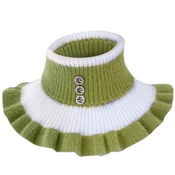 Ljudmp Turtleneck Dickey Collar for Women Color Block Knitted Fake Collar Detachable Ruffle Mock False Collar Buttons Decorated Neck Warmer Scarf Green