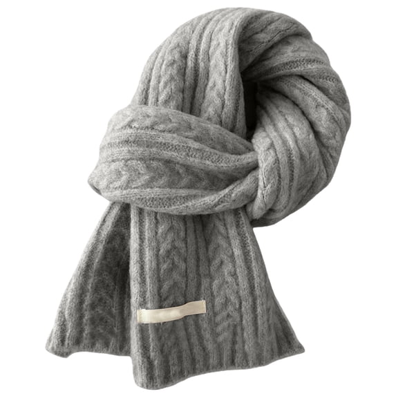 Ljudmp Twisted Cable Knit Scarf for Women Fall Winter Shawl Wraps Neck Warmer Soft Thick Knitted Neck Wrap Soft Girls Scarves Light Ashy