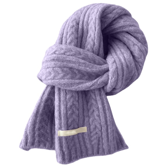 Ljudmp Twisted Cable Knit Scarf for Women Fall Winter Shawl Wraps Neck Warmer Soft Thick Knitted Neck Wrap Soft Girls Scarves Purple