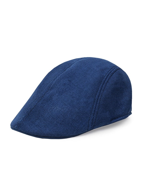 Vintage Flat Cap For Men Women Ivy Gatsby Newsboy Cap Lightweight Driving Cabbie Peaked Cap Casual Beret Painter Forward Hat Blue